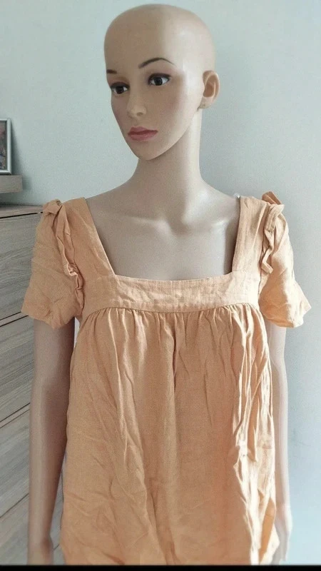 Blusa Nutmeg de lino y viscosa color pesca con mangas abullonadas T. 36 (UK 8) – photo 2